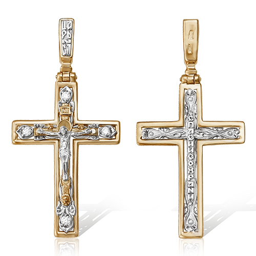 Крест, золото, бриллиант, 11-0257